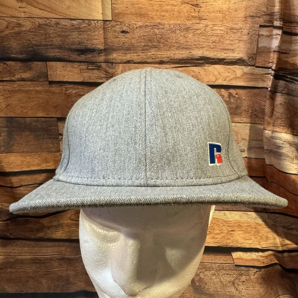 Russell Athletic Hat Mens OSFA Heather Grey Spellout Snapback Baseball Cap